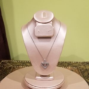 Diamond Accent Heart Pendant Necklace In Sterling Silver